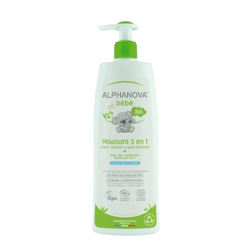 ALPHANOVA BEBE BIO MOUSSANT 3EN1 CORPS CHEVEUX&BAIN MOUSSANT 500ML