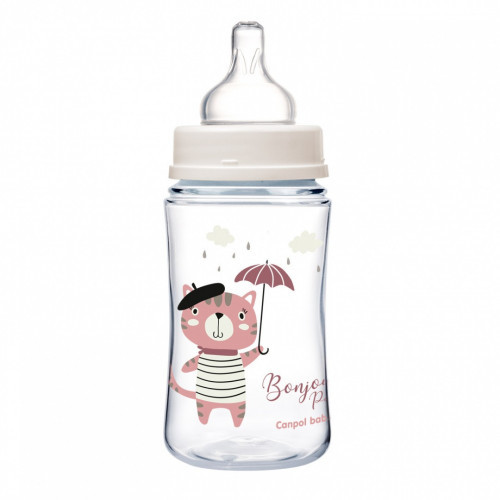 CANPOL BABIES BIBERON ANTICOLIQUE COL LARGE BONJOUR PARIS 240ML PP