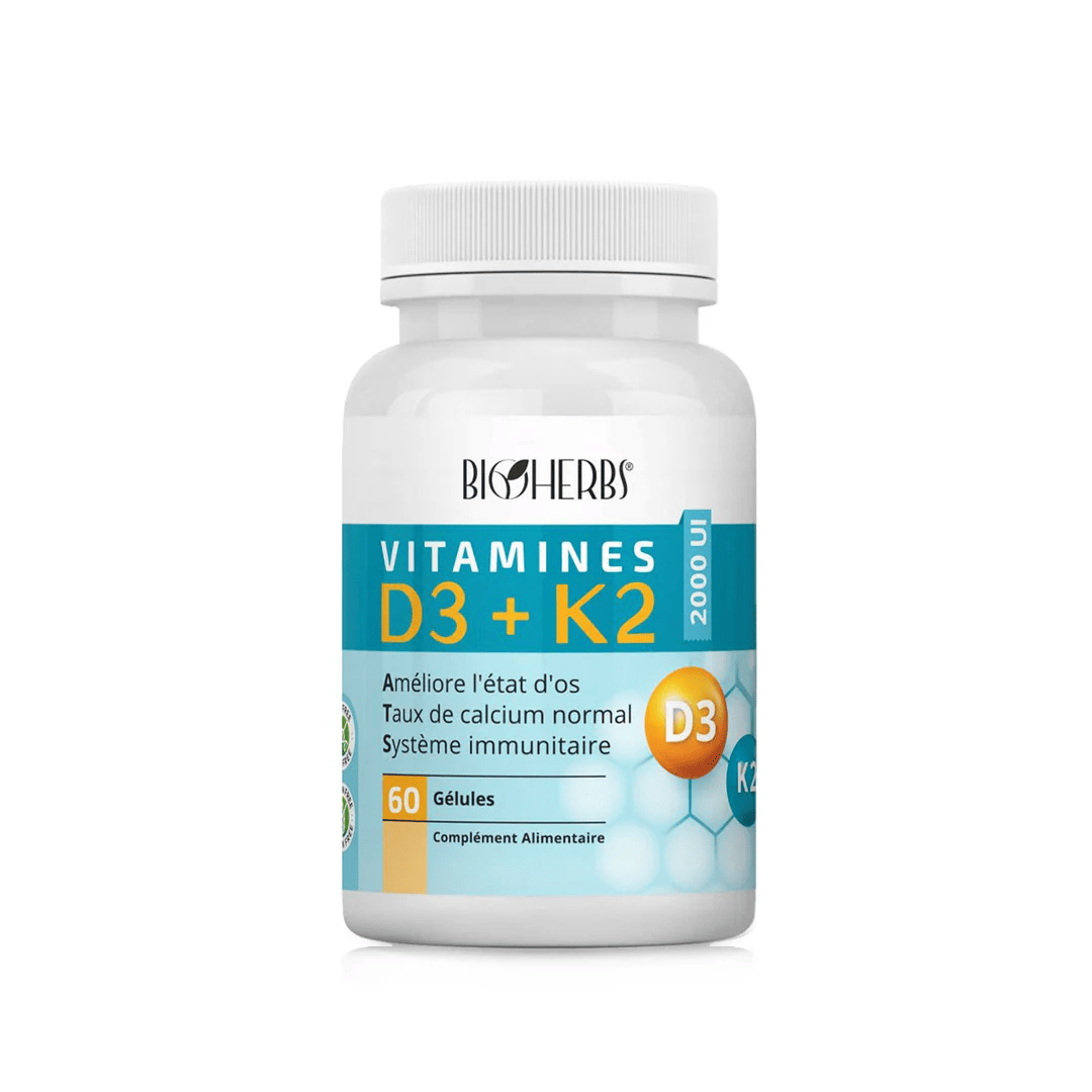BIOHERBS Vitamine D3+K2 Bt, 30 gélules