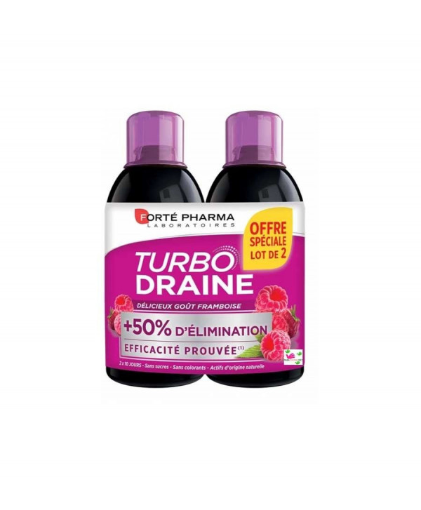 TURBODRAINE MINCEUR FRAMBOISE LOT DE 2*500ML FORTÉ PHARMA