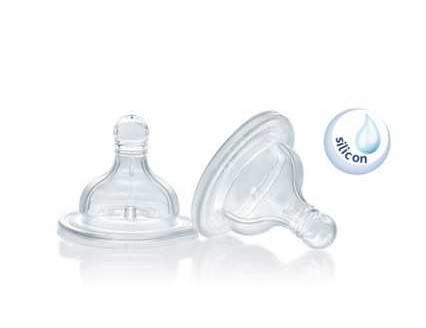 CHICCO LOT DE 2 TETINES SILICONE, 2M+